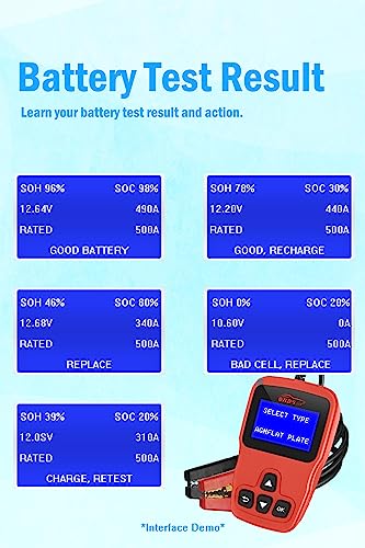 OS760 12V Car Battery Tester Automotive 100-2000 CCA Battery Load Tester Auto Cranking Charging Test Scan Tool Digital Alternator Analyzer