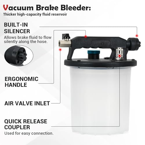 3L Brake Bleeder Vacuum Pump Kit with 1L Refilling Bottle and 18pcs adapters,One Person Pneumatic Brake Fluid Bleeder Kit Suitable for Most Brake Mast Cylinder - size: 3L+adapters