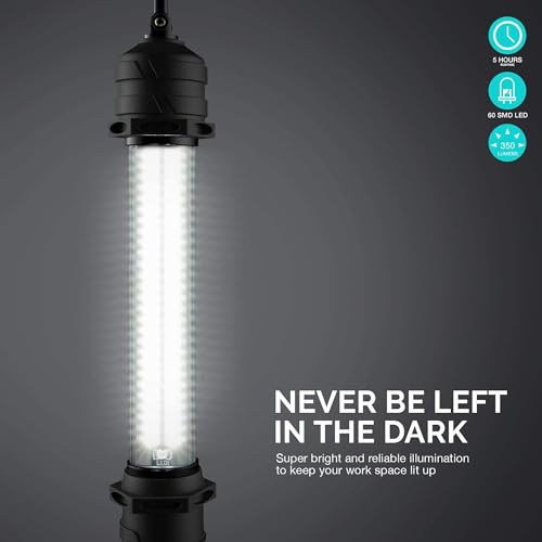 NEIKO 40464A Cordless LED Work Light, Multipurpose Portable Light with 350 Lumens, 5 Hours of Run Time, and 4,000-mAh Rechargeable Li-Ion Battery
