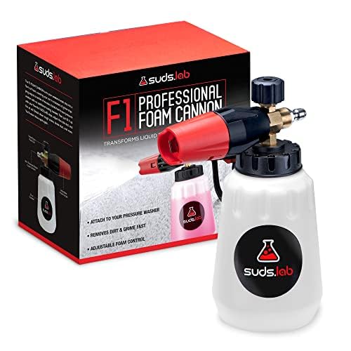 Suds Lab F1 Professional Foam Cannon with 32 Ounce Canister | Adjustable Foam Nozzle, Quick Connect Pressure Washer, Car Washing