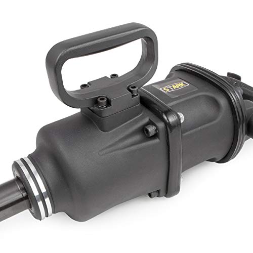 Stark USA 1" Air Impact Wrench Gun Long Shank Pneumatic Truck Mechanics Socket (38mm & 41mm) Set Truck Trailer Heavy Duty Repairs and Maintenance with Carrying Case - color: Black