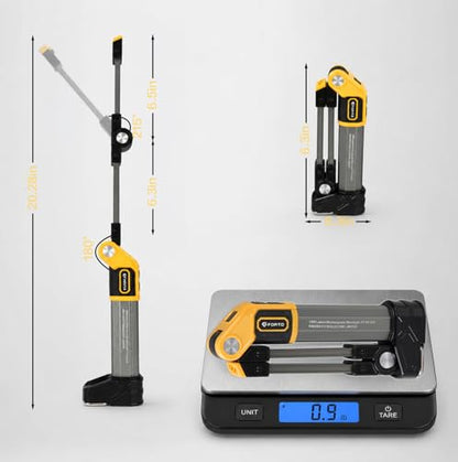 FORTO Rechargeable Magnetic Work Light,LED Flashlight for Mechanics,Aerospace Aluminum Alloy,1500 Lumens,Dual Folding Panels,6 Modes,for Garage,Auto Mechanic,Emergency,Workshop – Great Gift