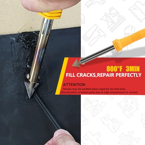 Plastic Welder, 2 in 1 Plastic Welding Kit, SONNLER 1000PCS Hot Stapler Plastic Repair Kit For Car Bumper Crack Repair with Iron, Rods, Metal Mesh, Abrasive Paper, Aluminum Tape - color: Yellow