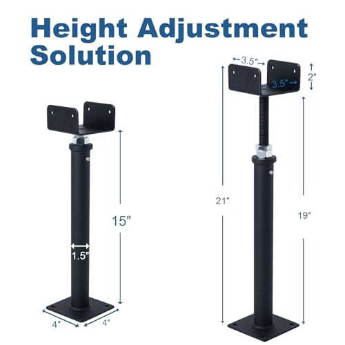 4 Pack U-Shaped Floor Jack, Heavy Duty Adjustable Steel Telepost with U-Head for 4x2, 4x4, 4x6 Joists, 15-19 Inch Adjustment Range, Screw Jack Post for Beam Support & Leveling - size: 15-19