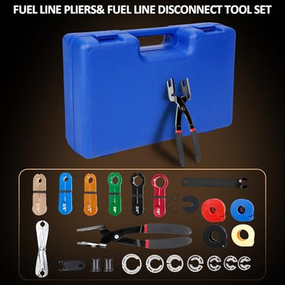 26PCS Master Quick Disconnect Tool Kit, Fuel Line Removal Tool Set with AC Line Disconnect Tools, Transmission Oil Cooler Remover, Spring Lock Tools, Pliers & Scissor Tool, Blue