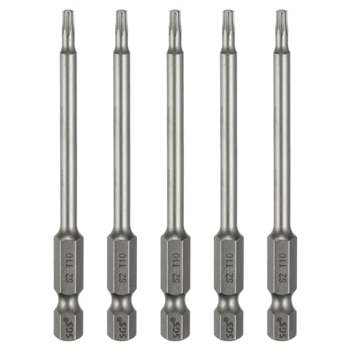 HARFINGTON 5pcs T10 Torx Head Screwdriver Bit 1/4" Hex Shank 3.15" (80mm) Long Magnetic No Hole Tip Tamper Proof 6 Point Star Screw Driver Drill Bits S2 Steel Industrial Power Screwdrivers - size: T10 x 3.15"(80mm)