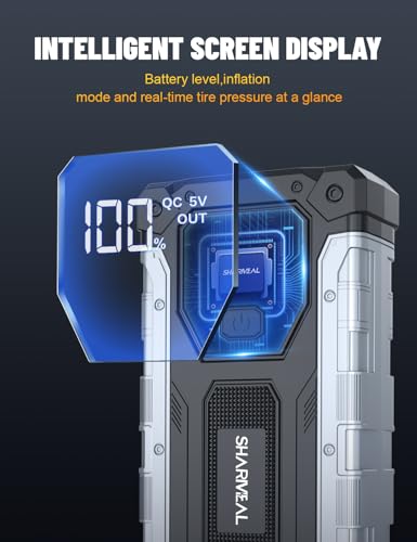Sharmeal Car Battery Jump Starter 6000A, Jump Starter Battery Pack for All Gas and 10.0L Diesel, 12V Portable Jump Box with LED Light - color: 6000A+Charging Cable+Charger Block