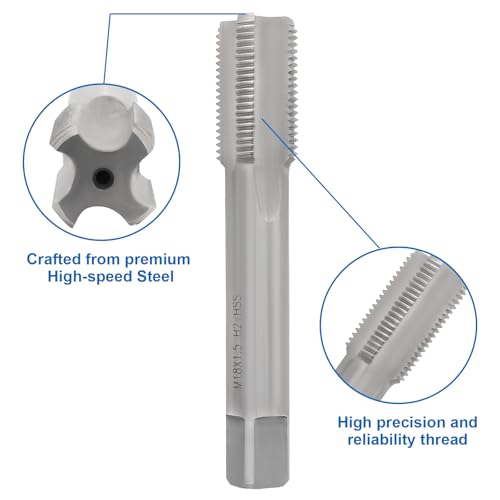 Waziaqoc M18 x 1.5mm Tap and Die Set | Metric, High-Speed Steel, Thread Tap and Die, Various Metals, Right Hand - size: M18 x 1.5mm