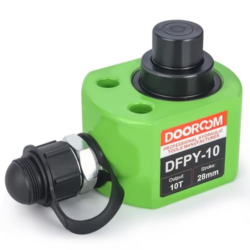 10T 1.0"/26mm Stroke Portable Hydraulic Cylinder Portable Low Profile Jack Sets Multi-Acting Porta Power Ram Jack Kits Lifting Cylinder with CP-180 Hydraulic Hand Pump