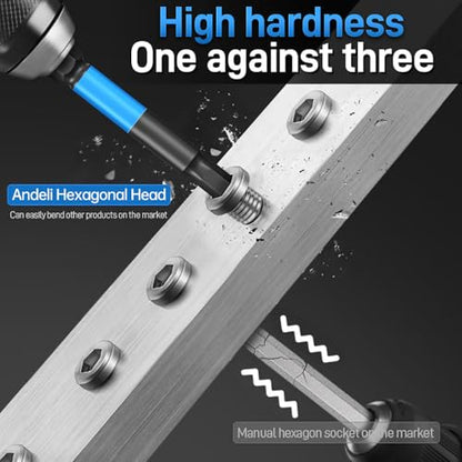 ANDELI Magnetic Hex Bit Set 10PCS 1/4" Shank 2.55" S2 Steel | Magnetic tips, includes SAE sizes with storage box, for impact drivers and drills, durable for fastening tasks - size: 2.55" 10pcs (SAE)