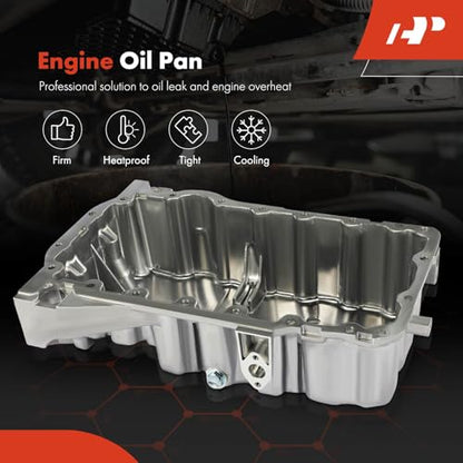 A-Premium Engine Oil Pan Sump with Drain Plug Compatible with Volkswagen Jetta 2006-2008, Eos 2007-2009, GTI 2006-2008, Passat 2006-2008 & Audi A3 2006-2008, TT 2008-2009, TT Quattro 2010-2013