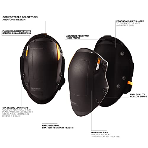 ToughBuilt - Gelfit ™ Rocker Professional Knee Pads - SnapShell ™ Compatible - (TB-KP-G201) - size: Standard Snapshell Rocker (Black)
