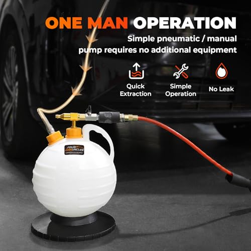 FOUR UNCLES Oil Extractor Pump - Fluid Extractor with 59" Main Hose, Three 41" Extension Tubes for Oil Change, a Hose for Brake Bleeding