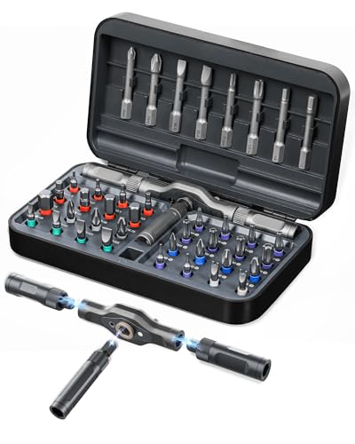 DOZAWA 42 in 1 Magnetic Screwdriver Set, T-Handle Ratchet Kits, S2 Steel | Precision tool set with S2 steel bits for electronics repair, home maintenance & DIY projects, practical gift idea for adults