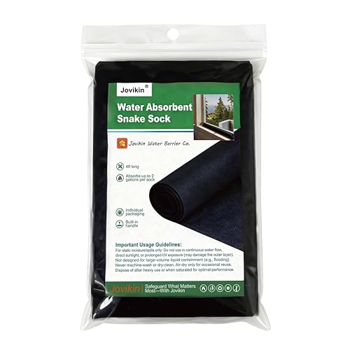 Super Absorbent Sock - 5" x 48" Water Absorbing Snake | 2 Gallon Capacity | Leak & Spill Control for Home, Basement & Industrial Spaces (Pack of 2) - size: Pack of 2