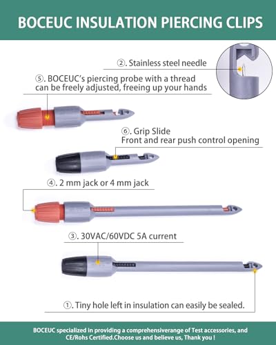 Heavy Duty Wire Piercing Probe, Multimeter Probes Kit for 2mm Standard Pin Tip - size: 2mm Plug(Extended Edition)