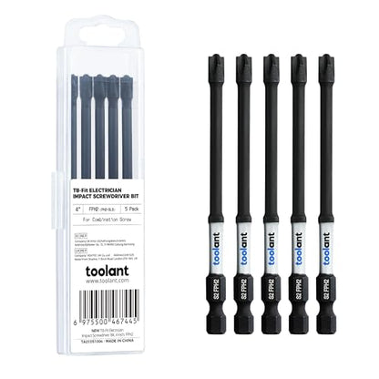 toolant TB-Fit Electrician Impact Screwdriver Bit Set, 5pcs FPH2 (PH2-SL6) 4 Inch Long Electrician Screwdriver Bit, 1/4” Hex-Shank S2 Steel Hex Bits Set, CNC Machined Tips with Magnetism - size: 4" FPH2（PH2-SL6）