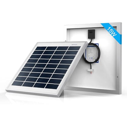ACOPOWER 15 Watt Small Solar Panel, 15W 12V Single Solar Panel High Efficiency Polycrystalline Module for Battery Charging, Security Camera, Automatic Gate, Chicken Coop, Boat, Off-Grid Applications - size: 15W