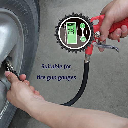 Uharbour Digital Air Pressure Gauge, Digital Pressure Gauge with 1/4'' NPT Bottom Connector and Rubber Protector, 5-200psi Digital Tire Gauge, Accuracy 1% .F.S. - size: 5-200PSI