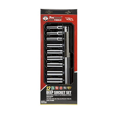 S06301 3/8" Drive Standard SAE Socket Set, 12 Piece, 12 Point Deep - size: 3/8 Inch Drive, style: DEEP