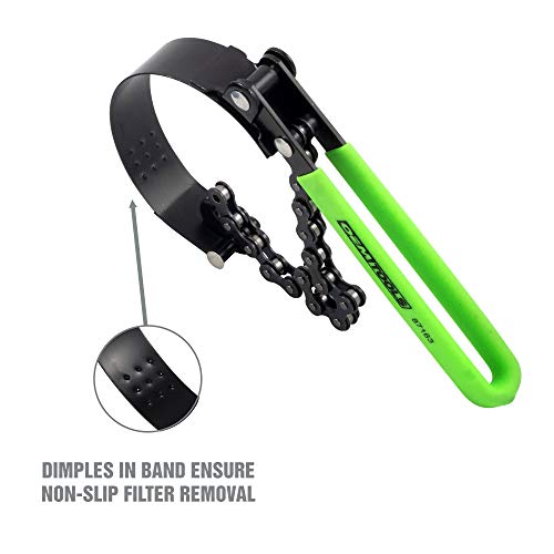 OEMTOOLS 87163 Adjustable Oil Filter Chain Wrench, Fits Oil Filters Between 2-1/2 Inches to 4-1/2 Inches (63.5MM to 114.3MM), Black and Green - size: 2-1/2” - 4-1/2”