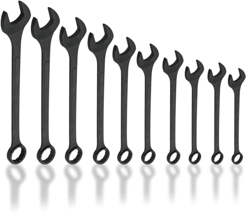 Neiko 03129A Jumbo Combination Wrench Set, 10-Piece Open-End Wrench Set, SAE Sizes 1 5/16 Inches to 2 Inches for Large Vehicles, Black Oxide Finish - size: 10 Piece, style: SAE
