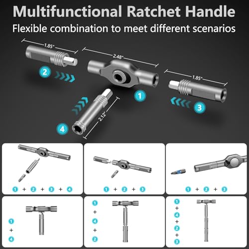 42 in 1 Magnetic Ratchet Screwdriver sets with S2 Steel Bits | Multi tool set for Furniture Assembly, Electrical Appliance Repair, Bicycle Tools, Gift - color: Medium Gray