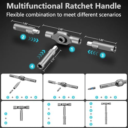 42 in 1 Magnetic Ratchet Screwdriver sets with S2 Steel Bits | Multi tool set for Furniture Assembly, Electrical Appliance Repair, Bicycle Tools, Gift - color: Medium Gray