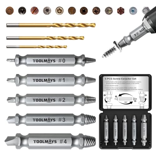 8pcs Damaged Screw Extractor Set, 5 Pcs Hss 4241 Screw Removal Tool With 3 Twist Drill Bit For Stripped, Rusted And Stubborn Screws - size: 8PCS Screw Removal Tool