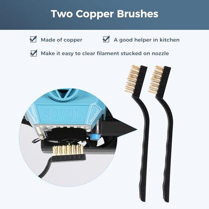 Sovol 3D Printer Tools Kit, 17Pcs 3D Printer Accessories with L-Size Extruder Nozzle Cleaning Tool, 0.4mm Nozzle Cleaning Parts, Multifunctional Wrench, MK8 Socket Wrench; Bent Tip Tweezer and Cutter - style: 17 Pcs