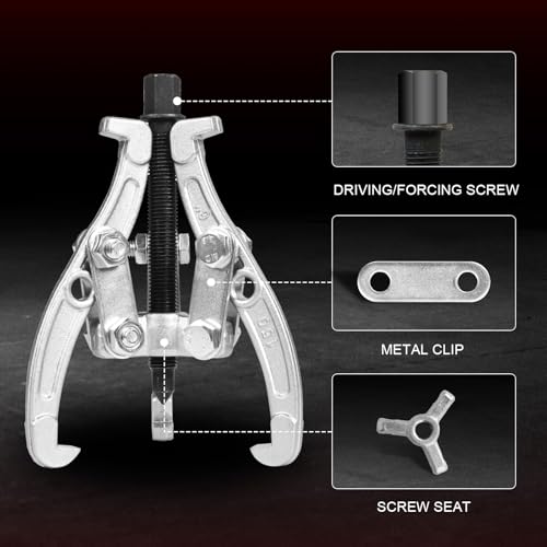 Big RED Gear Puller Set, 3''4''6'' 3 jaw Puller Tool, Puller Kit for Gearing, Pulley and Bearing Removal, Puller Kit Pulley with Reversible Jaws, 3 Pcs