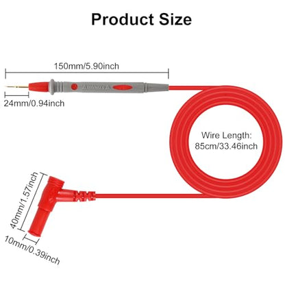 2Pack Multimeter Test Leads 1000V 10A Silicone Leads with Ultra-Sharp Gold-Plated Digital Test Probes for Multimeter Automotive Electrical Testing - color: 1set 1000V lead