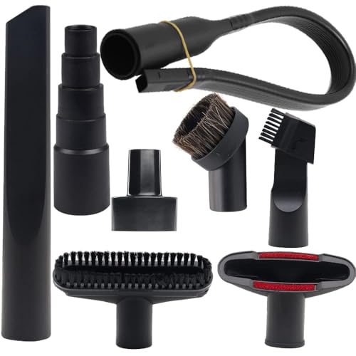 8 Pcs Household Cleaning Vacuum Cleaner Attachments for Shop Vac Accessories - 2 1/2" to 1 1/4" Vacuum Hose Adapter, 1 7/8" to 1" Adapter for Shop Vac, 1 1/4" Vacuum Brush Flexible Crevice Tool - color: 8 Pcs-Vacuum Attachments