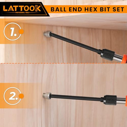 Ball End Hex Head Allen Wrench Drill Bit Set with Quick Release Bit Driver, LATTOOK 12PCS Metric Ball End Hex Bit Set Allen Hex Key, Magnetic S2 Steel, 4'' Long - style: 12PCS Ball Hex Bits+Bit Driver