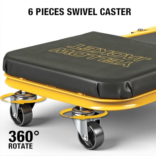 YELLOW JACKET Garage Creeper Seat, 2-in-1 Mechanic Creeper, 36 Inches Foldable Z Garage Seat with 6 PCS Wheels, 330 LBS Capacity Rolling Automotive Creeper Lay Down or Sit for Shop, Auto Repair