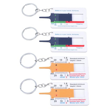 Pack Of 4 Tire Treads Depth Gauges 0 To 20mm Easy Carry Keychains Measuring Tool Upgrades For Car Motorcycles Trucks