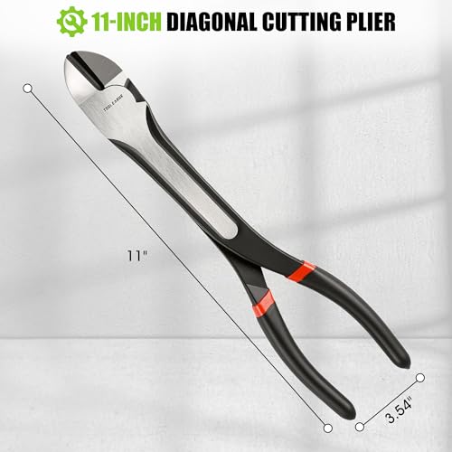 TOOLEAGUE 11" Diagonal Cutting Nose Plier, Non-Slip Grip, Straight Extra Long Diagonal Wire Cutters for Electrical, Home Repairing,Jewelry Making and Mechanics - size: 1pc,11"Diagonal Cutting Nose Plier