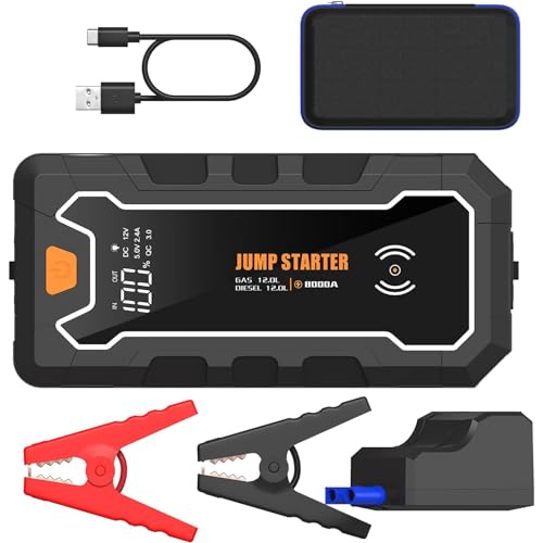 Cros 3500A Car Battery Jump Starter, 24000mAh Battery Booster Pack with Wireless Charger, 12V Portable Jump Box Jumper Starter for Up to 9.0L Gas & 7.0L Diesel Engines, Power Bank & LED Flashlight
