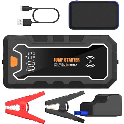 Cros 3500A Car Battery Jump Starter, 24000mAh Battery Booster Pack with Wireless Charger, 12V Portable Jump Box Jumper Starter for Up to 9.0L Gas & 7.0L Diesel Engines, Power Bank & LED Flashlight