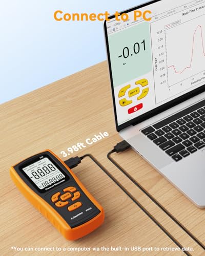 Digital Manometer Gas Pressure Tester, Dual-Port Air Pressure Meter for HVAC, Furnace Ducts, Heater Gas Valve, Gas Furnace, Boilers, Air Pump, Evap Leaks