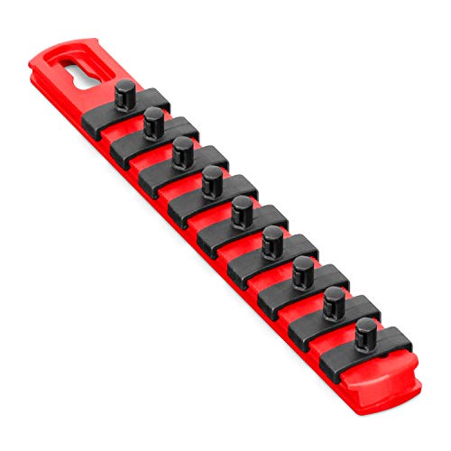 Ernst Manufacturing 8410 8-Inch Socket Organizer with 9 1/4-Inch Twist Lock Clips, Red (8410-Red-1/4) - color: Red, size: 1/4-Inch Twist Clips, style: 8-Inch