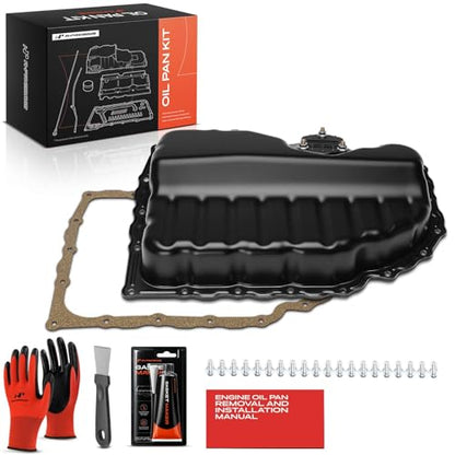 A-Premium Lower 1.8L 2.0L Engine Oil Pan Sump with Plug, Gasket & Bolts, Compatible with Volkswagen Jetta, Passat, Golf, Tiguan, Beetle, GTI, CC, Eos, Atlas, Arteon & Audi A3, Q3, TT Quattro - style: Complete Oil Pan Kit