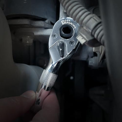 Der Erwachte 1/4-Inch Stubby Ratchet Wrench, Mini Ratchet Wrench | Socket&Bit Driver, 72-Tooth, Chrome Alloy Made, Chrome Plated Finish - size: 1/4 Double-headed ratchet