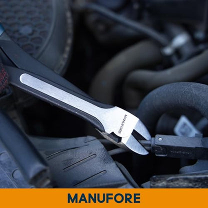 MANUFORE 5-Piece 11-Inch Long Reach Needle Nose Pliers Set for Tight Spaces | Straight, 45° & 90° Bent, Circle Nose and Diagonal, High Carbon Steel & CR-V, Comfort Grip for Better Control, Auto Repair - style: 5PCS