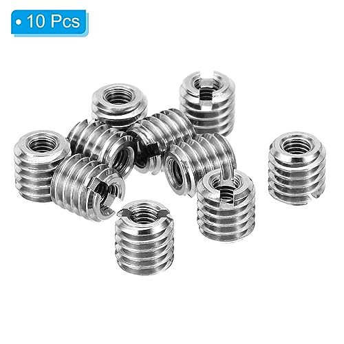 PATIKIL Thread Adapters Sleeve Reducing Nut, 10 Pcs M6*1 Male to M3*0.5 Female Repairing Insert Nut Screw Reducer Conversion Stainless Steel Fastener 6mm - size: M3xM6x6mm