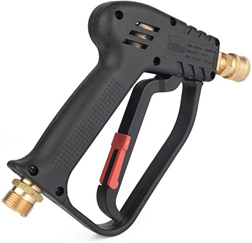 McKillans® Short Pressure Washer Gun with Replacement M22 Inlet - High Pressure Water Handle with 1/4” Quick Connector Coupler - Power Washer Gun Compatible with Foam Cannon - Car Wash Foam Gun - color: Stubby Gun [Non-Swivel]