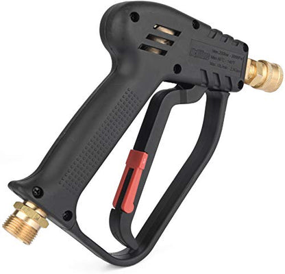 McKillans® Short Pressure Washer Gun with Replacement M22 Inlet - High Pressure Water Handle with 1/4” Quick Connector Coupler - Power Washer Gun Compatible with Foam Cannon - Car Wash Foam Gun - color: Stubby Gun [Non-Swivel]