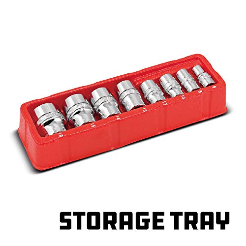 Powerbuilt 941322 8 Piece Metric Zeon Socket Set - with use for Standard, Rusted, Rounded Bolts and Nuts, Size from 6mm to 19mm , Silver - size: Metric
