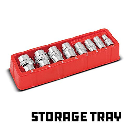 Powerbuilt 941322 8 Piece Metric Zeon Socket Set - with use for Standard, Rusted, Rounded Bolts and Nuts, Size from 6mm to 19mm , Silver - size: Metric