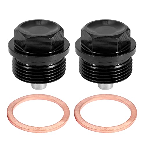X AUTOHAUX 2 Set M24x1.5 Oil Drain Plug Magnetic Aluminum Alloy Sump Drain Nut Oil Drain Bolt with 2 Washer for Car Motorcycle Black - size: M24x1.5